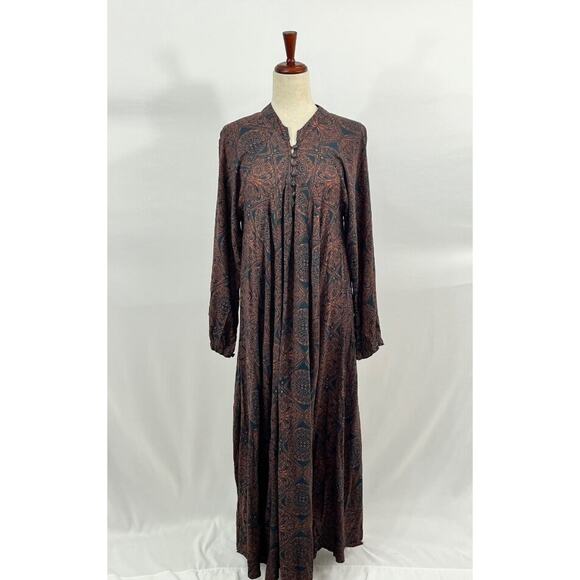 NATALIE MARTIN Sz XS Fiore Dress Rayon Moroccan Tile Navy Clay - Picture 2 of 9